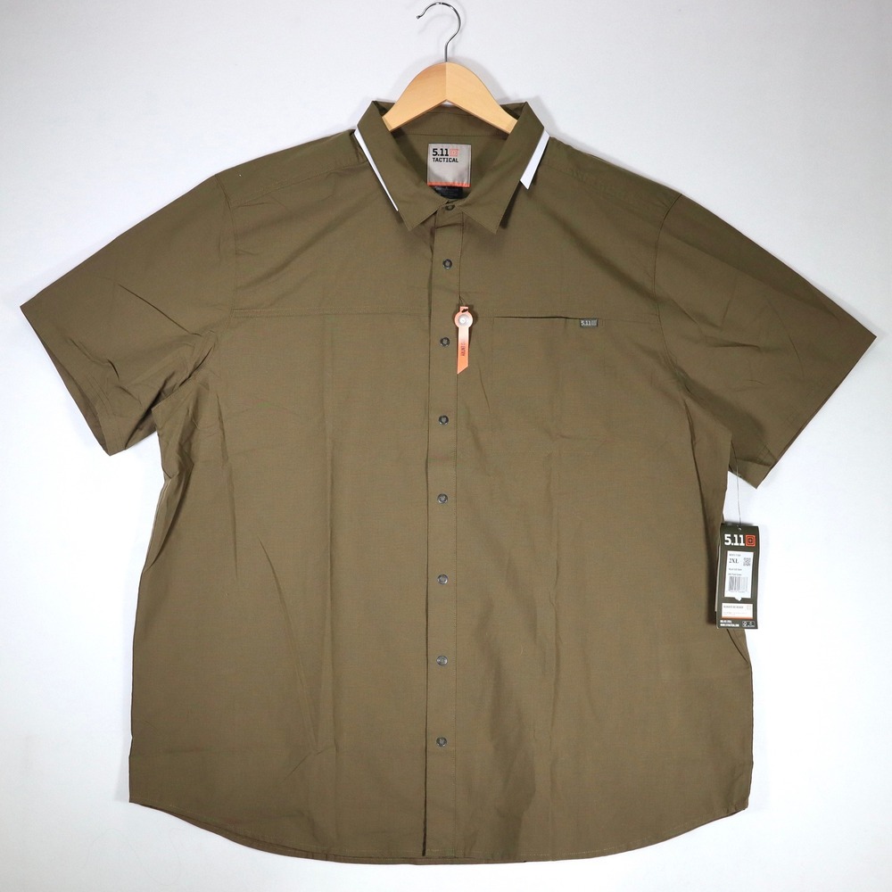 5.11 Tactical Wyatt SS Shirt Mens 2XL Field Green Snap Button Casual Work NWT